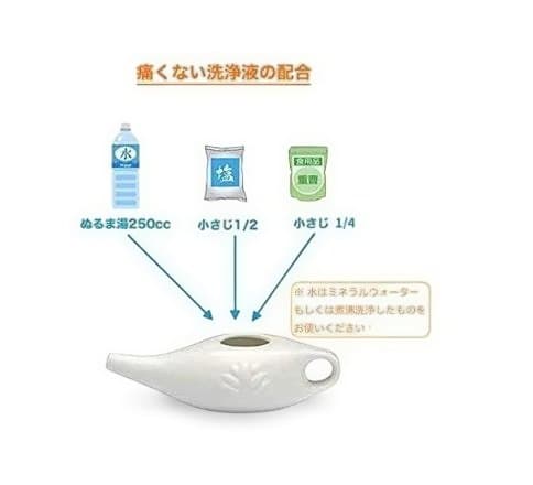 ネティポット セラミック製で衛生的 鼻洗浄 花粉対策　ホワイト 5個セット