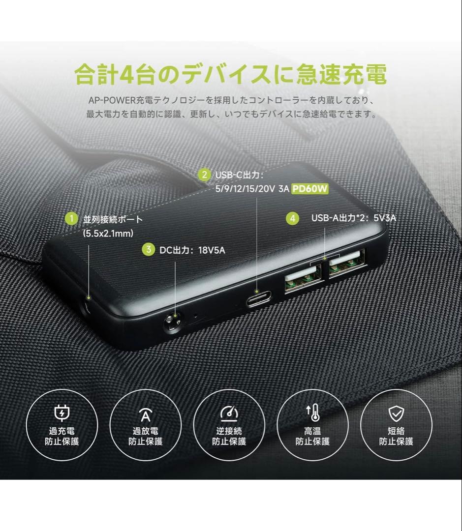 ALLPOWERS 100w ソーラーパネル　AP–SP–012-BLA