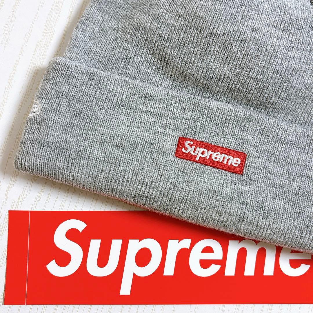 Supreme NEW ERA ニット帽　ビーニー　Sロゴ グレー　灰色