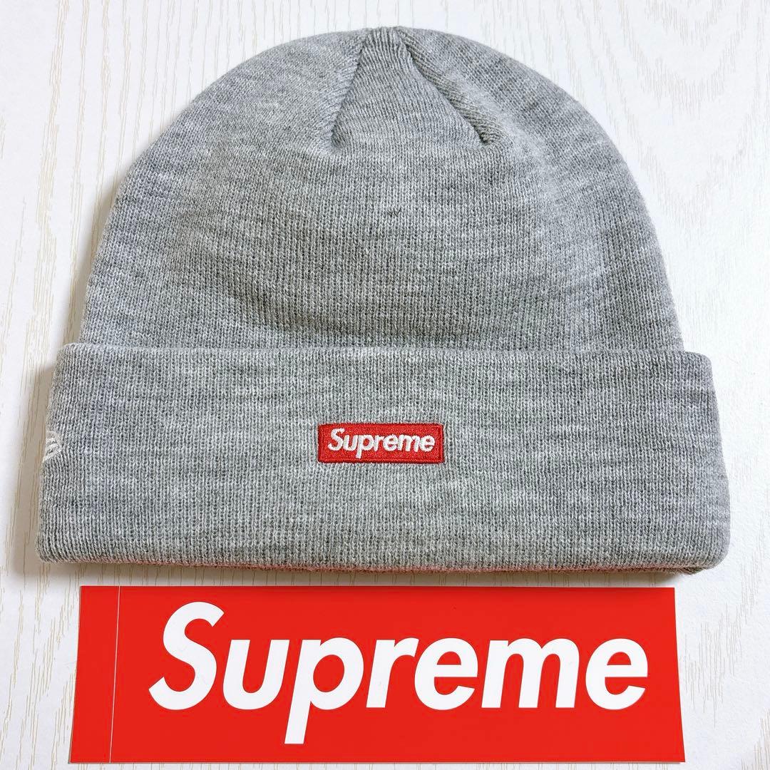 Supreme NEW ERA ニット帽　ビーニー　Sロゴ グレー　灰色