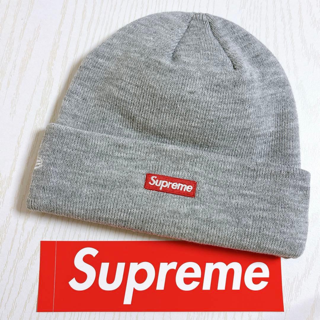 Supreme NEW ERA ニット帽　ビーニー　Sロゴ グレー　灰色