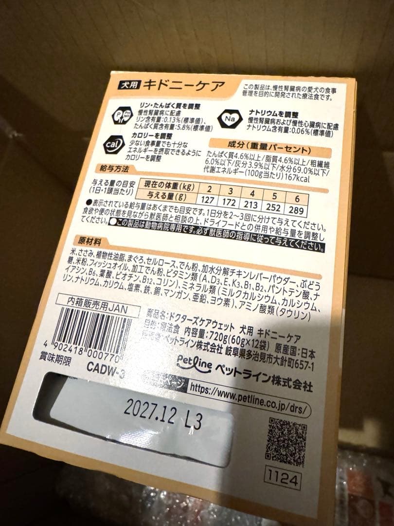 ドクターズケアウェット 犬用キドニーケア　60g×12袋×3箱　未開封　新品