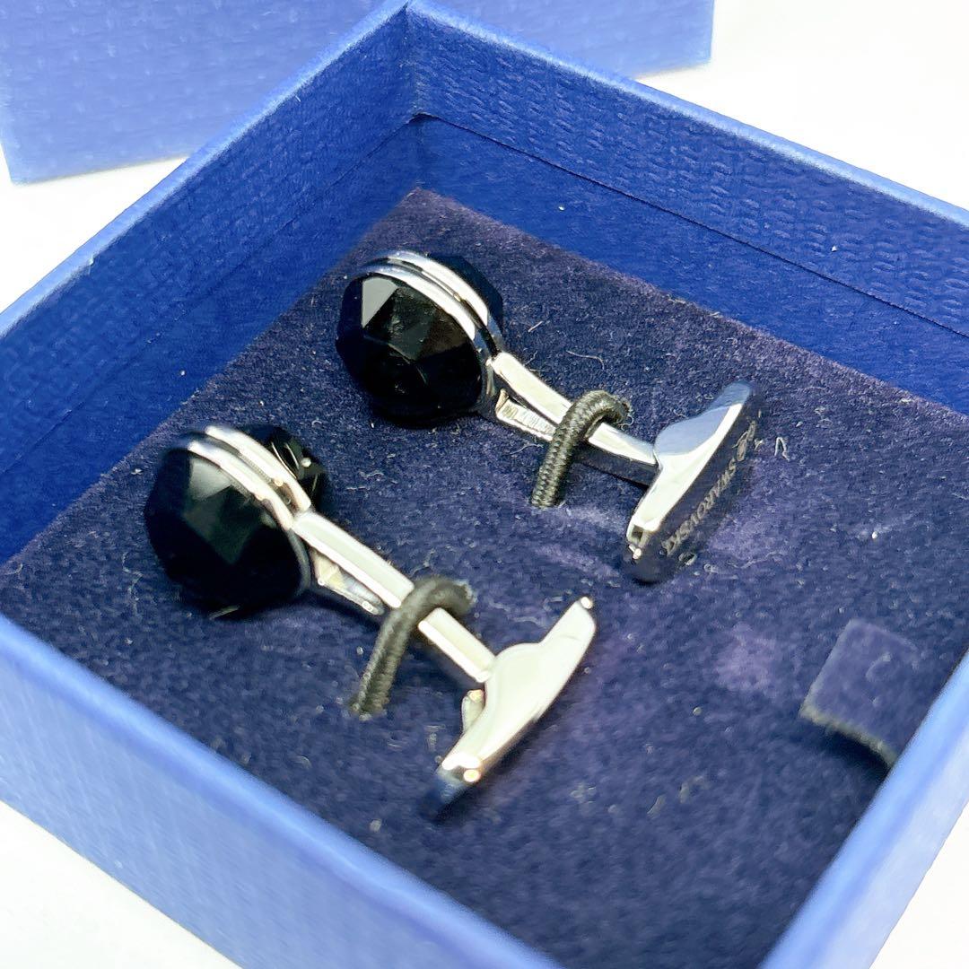 SWAROVSKI スワロフスキー カフスボタン シルバー ブラック