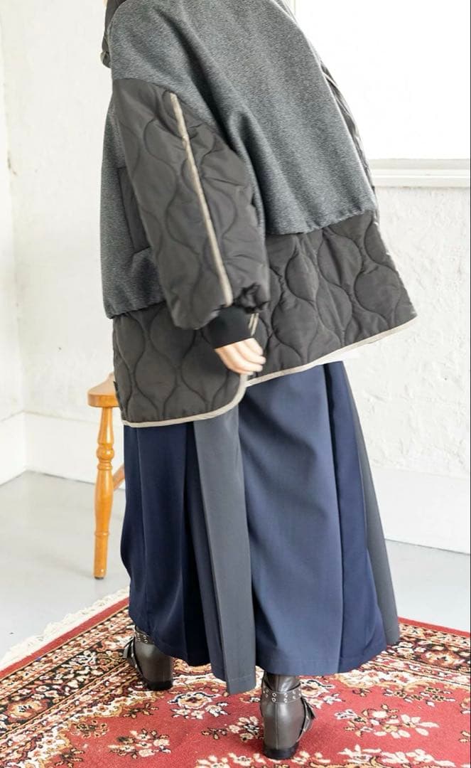 【美品】OSMOSIS オズモーシス　ロフ　キルティングレイヤードショートコート
