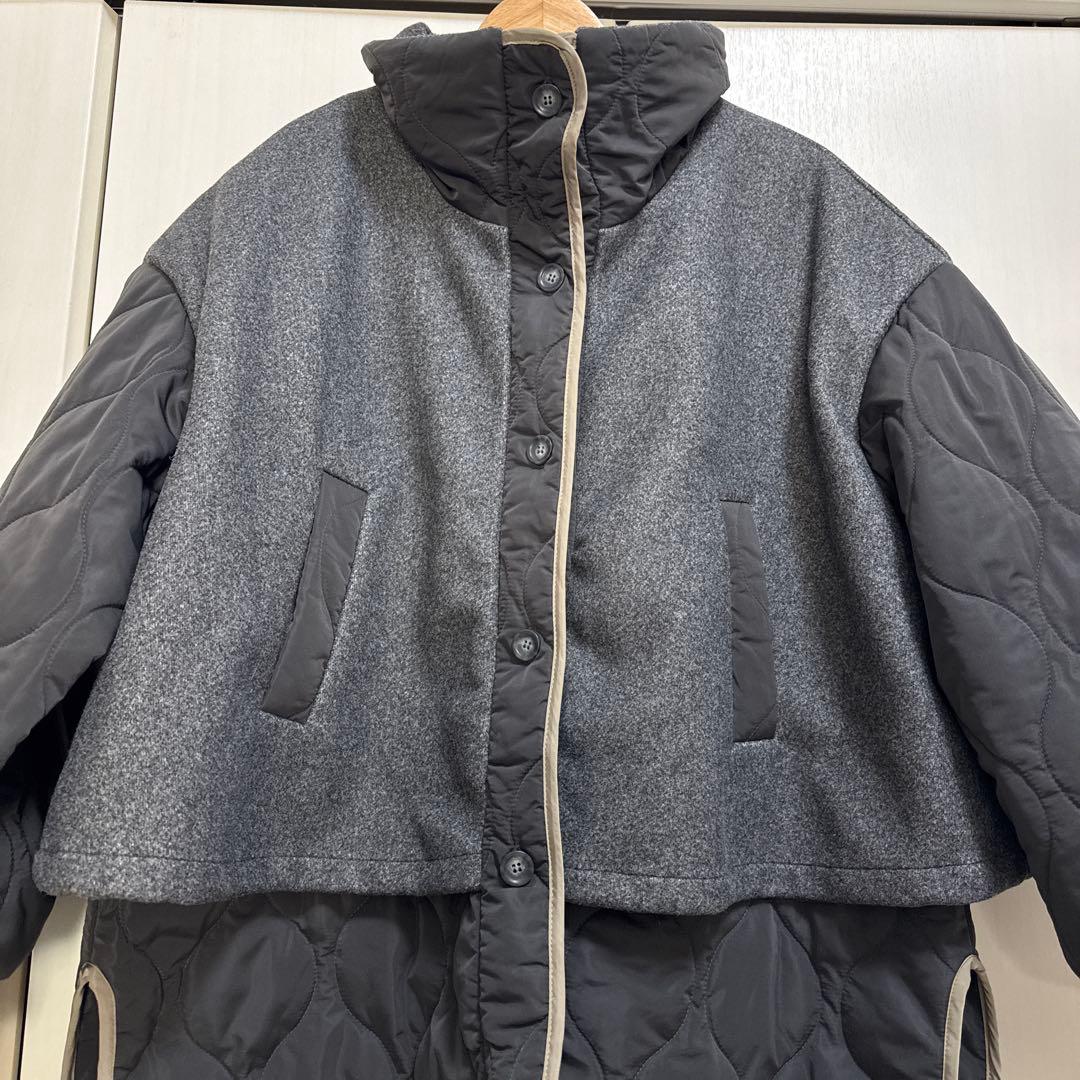 【美品】OSMOSIS オズモーシス　ロフ　キルティングレイヤードショートコート