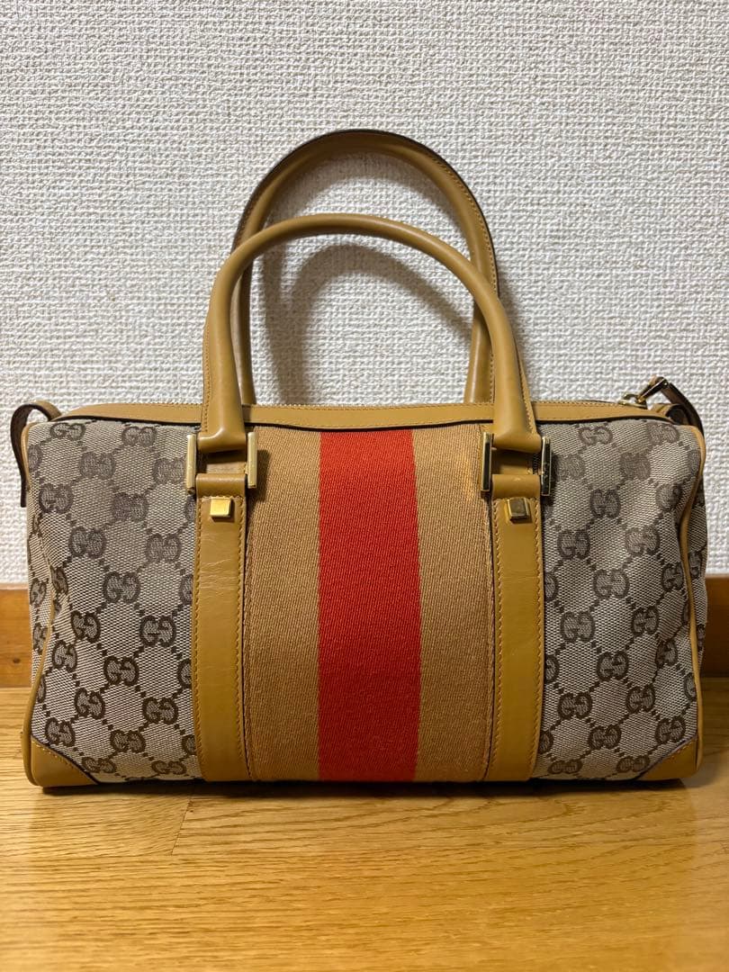 GUCCI ハンドバッグ ミニボストンバッグ　ベージュ/オレンジ