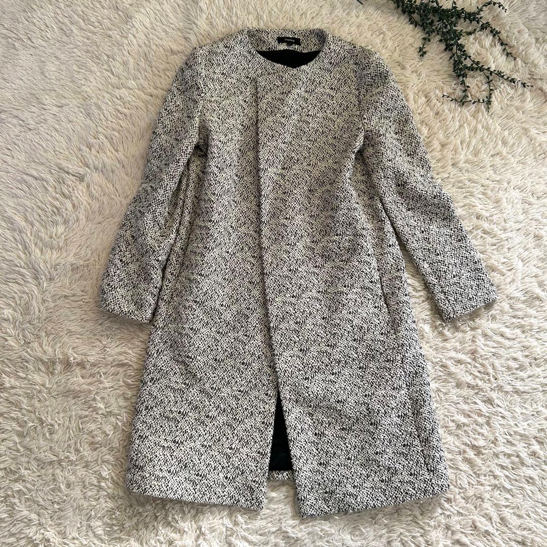 現行タグ✨セオリー　ツイードノーカラーコート　CREWNECK COAT