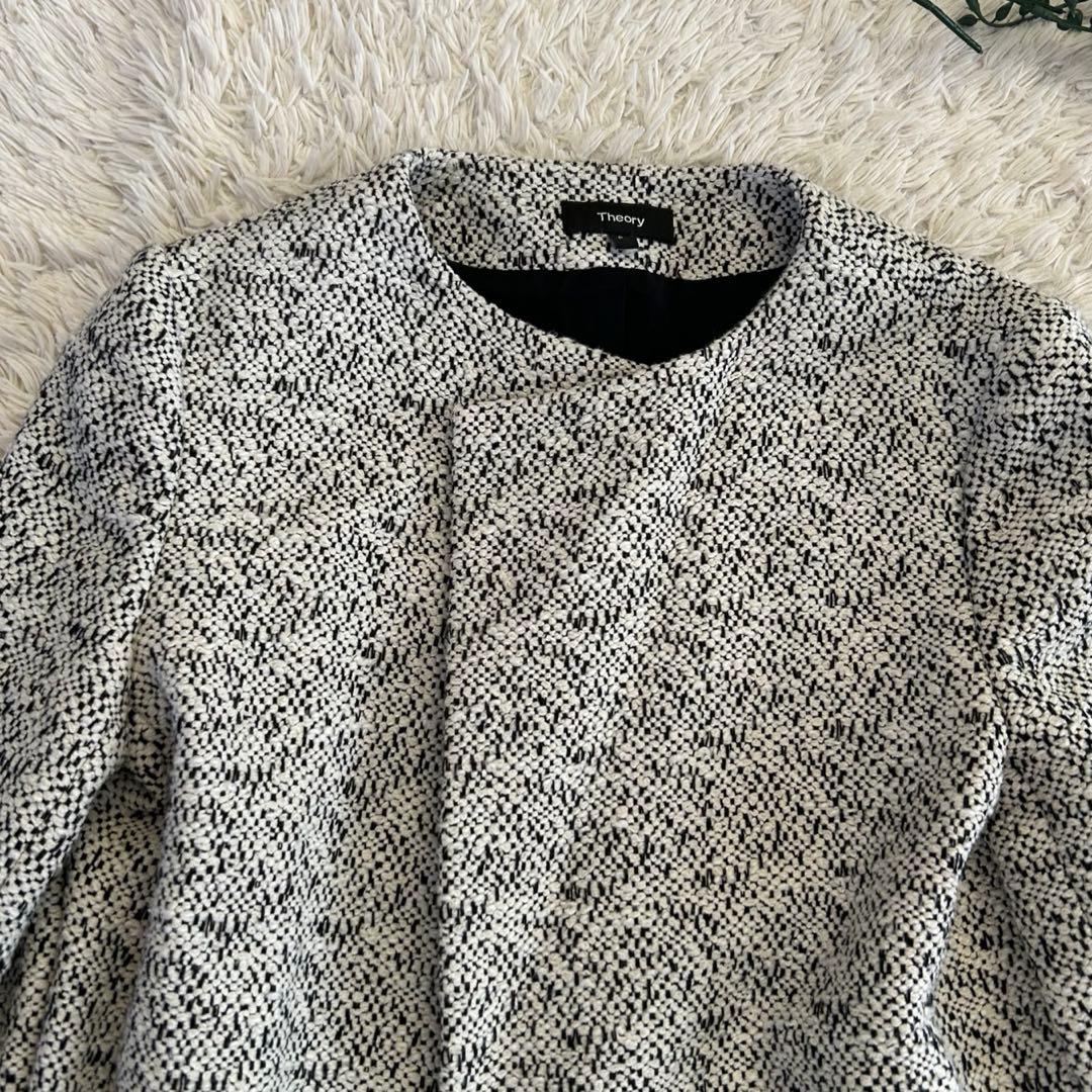 現行タグ✨セオリー　ツイードノーカラーコート　CREWNECK COAT