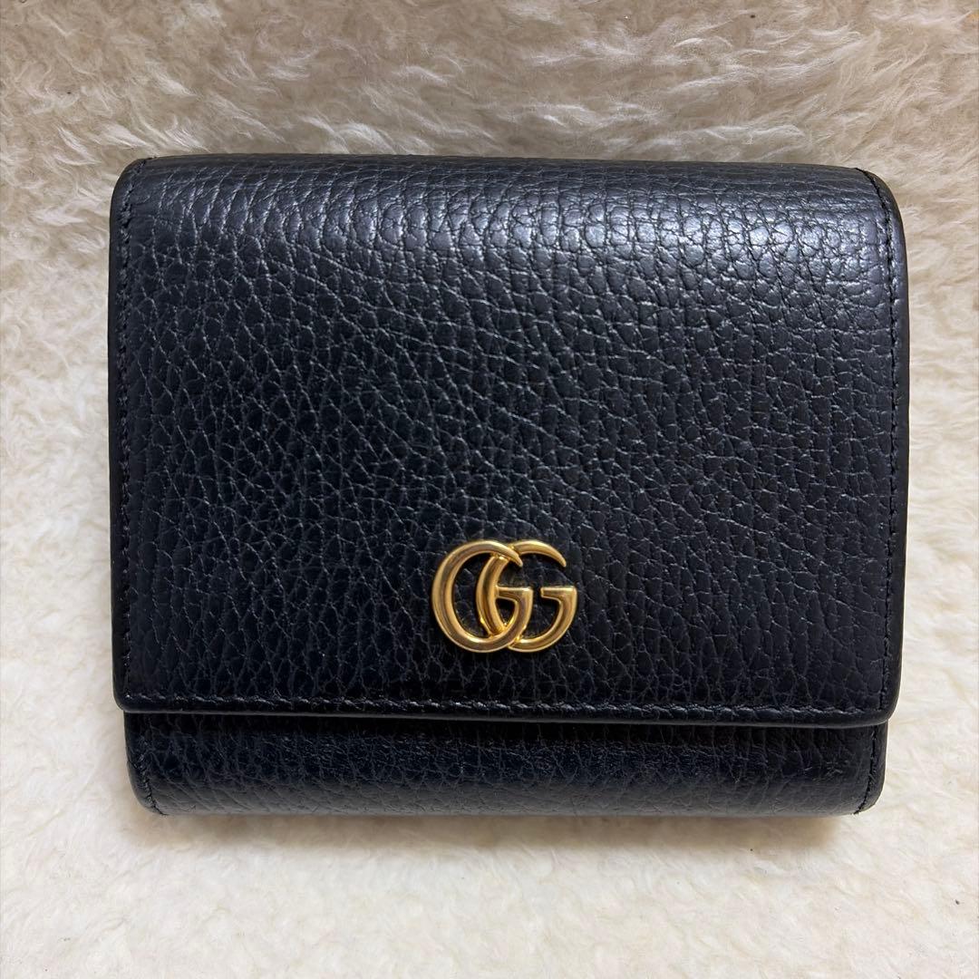 GUCCI　グッチ　折り財布　GGマーモント　ブラック　黒　極美品‼️
