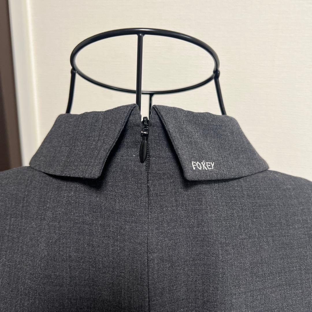 フォクシーニューヨーク　襟刺繍ワンピース