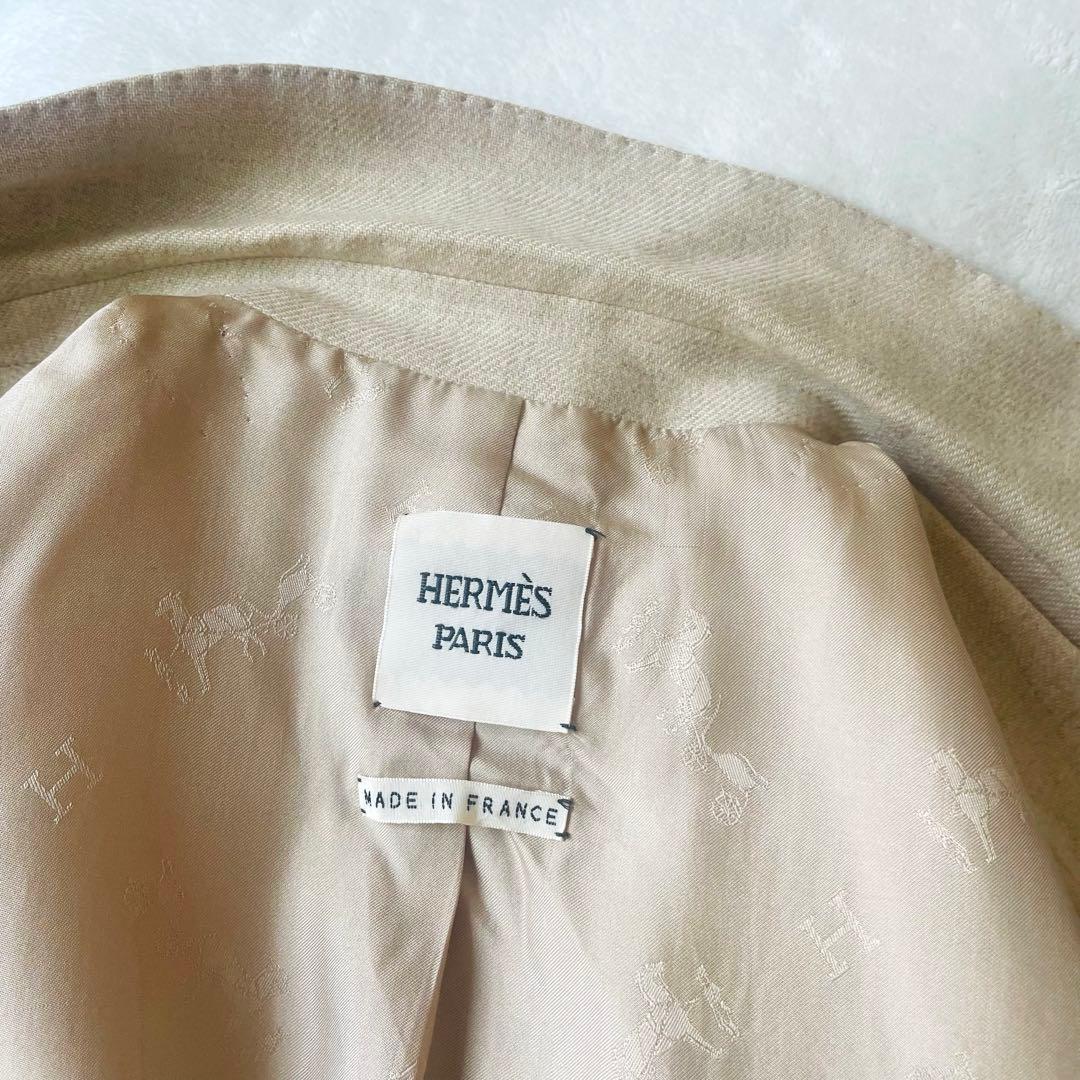 HERMES エルメス 100%カシミア テーラードジャケット ベージュ　シルク