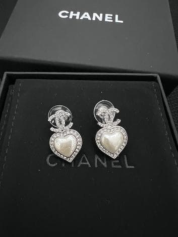 【極美品・希少】シャネル ハート パール ピアス CCロゴ シルバー