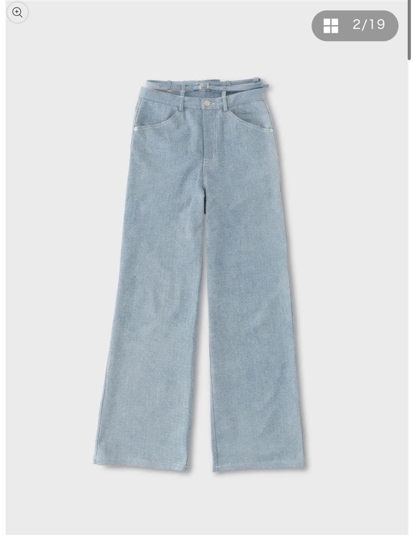 m me eme エムミーエメ waist ribbon lame denim