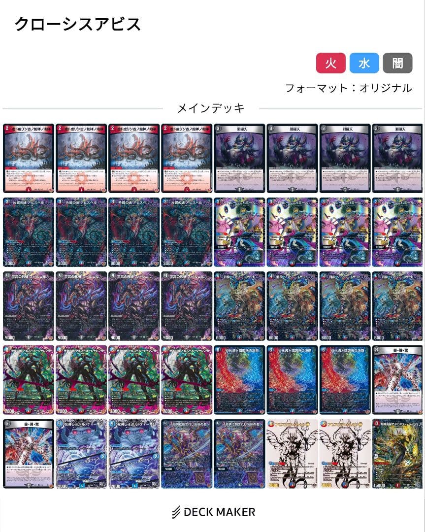 ポ*。様 クローシスアビス デッキ40枚 キャラスリ付き