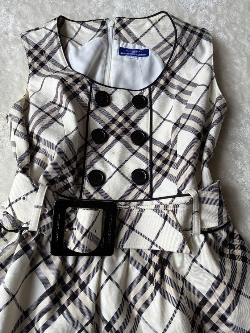 BURBERRY ブレーレーベルチェック柄 ノースリーブワンピース 36