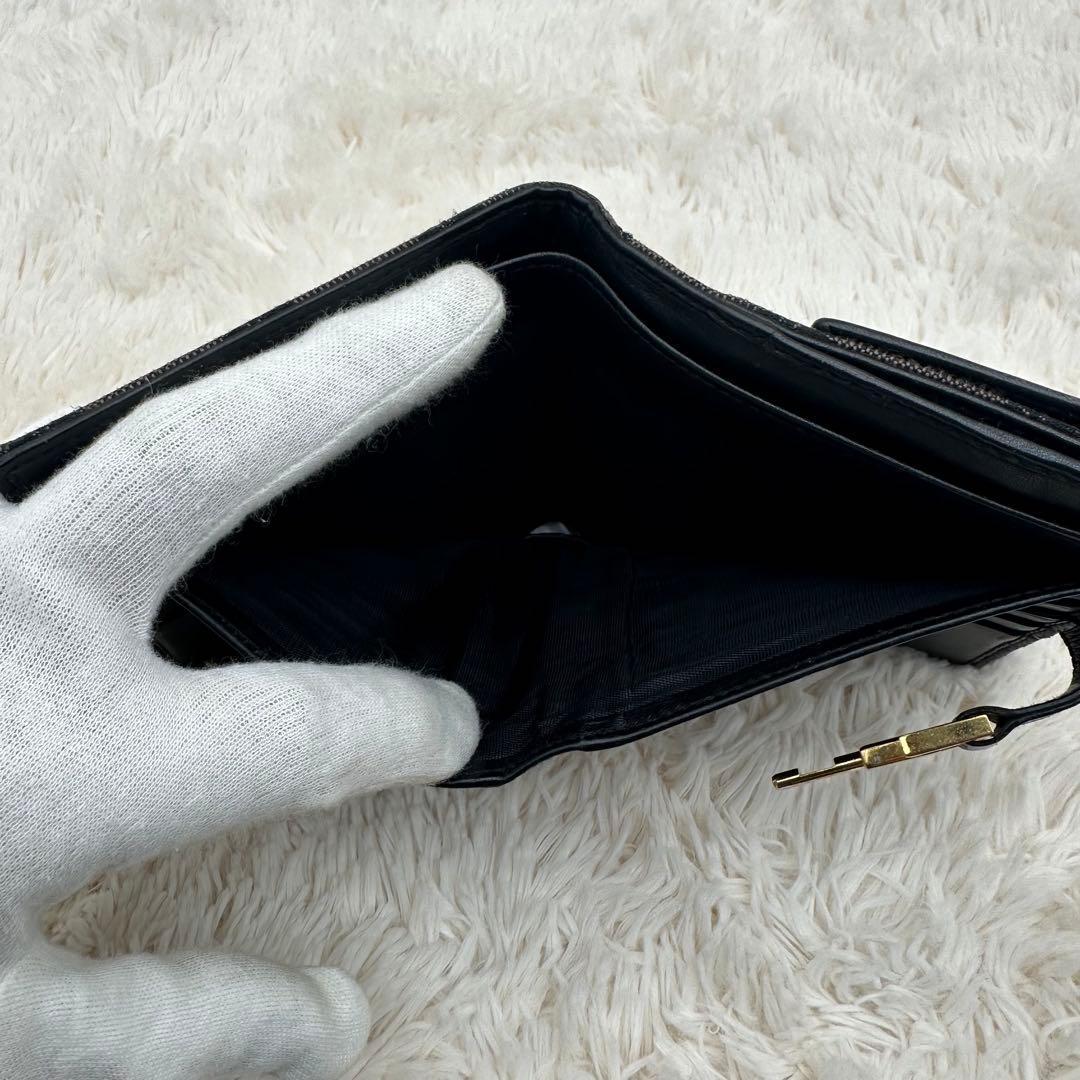 ✨箱あり✨美品　グッチ　二つ折り財布　ジャッキー　GG柄 キャンバス　レザー　黒
