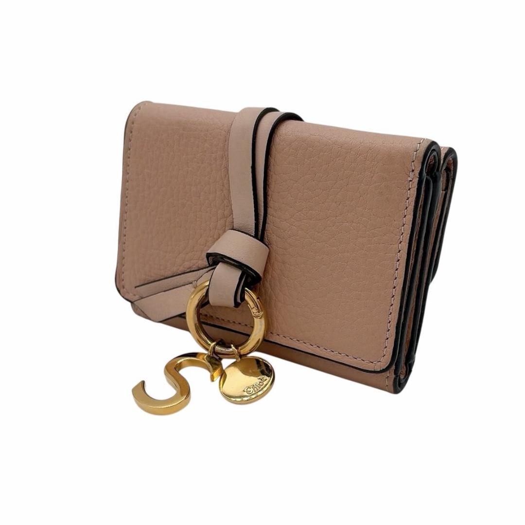 美品 Chloe アルファベット ミニトリフォールドウォレット 三つ折り財布