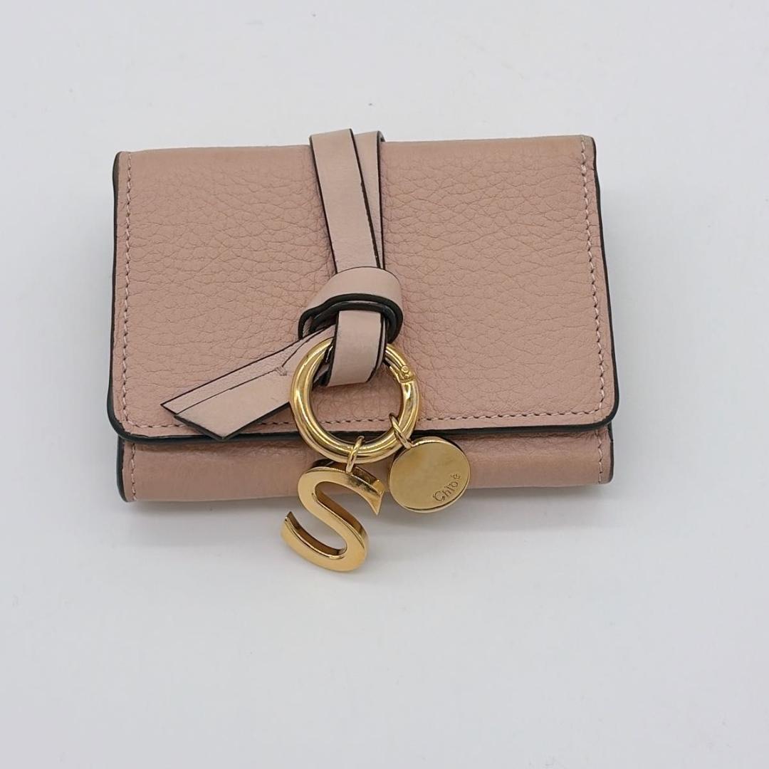 美品 Chloe アルファベット ミニトリフォールドウォレット 三つ折り財布