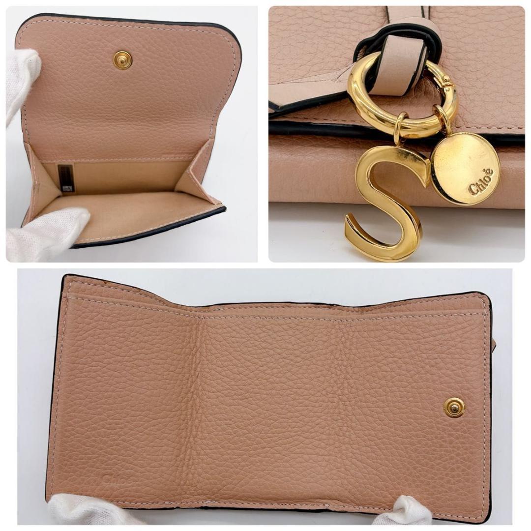 美品 Chloe アルファベット ミニトリフォールドウォレット 三つ折り財布