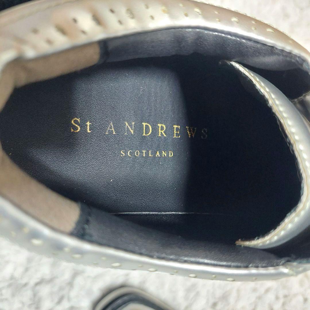 【美品】セントアンドリュース 厚底スパイクレスゴルフシューズ 25cmシルバー