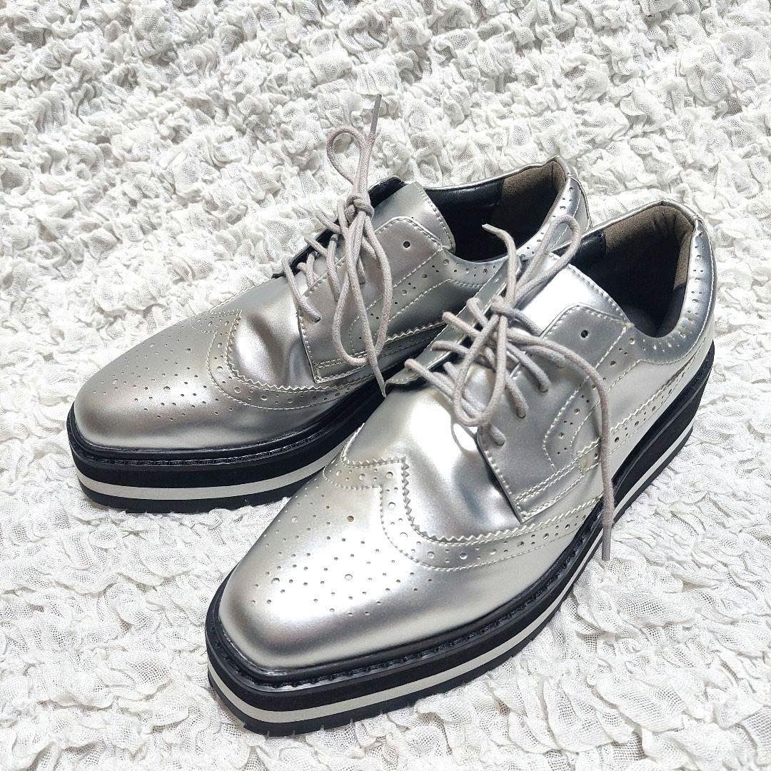 【美品】セントアンドリュース 厚底スパイクレスゴルフシューズ 25cmシルバー