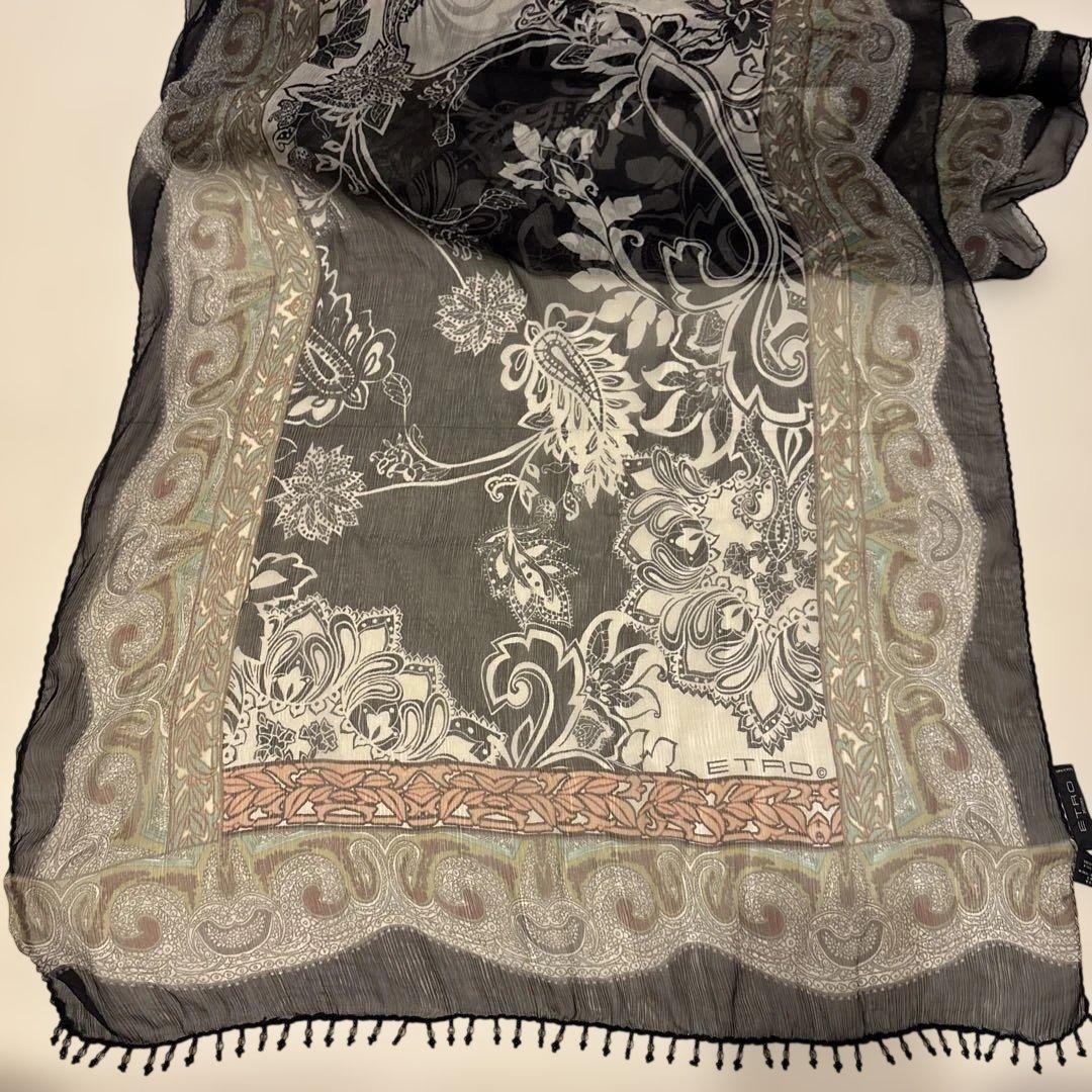 ETRO エトロ スカーフ ショール ビーズ ペイズリー