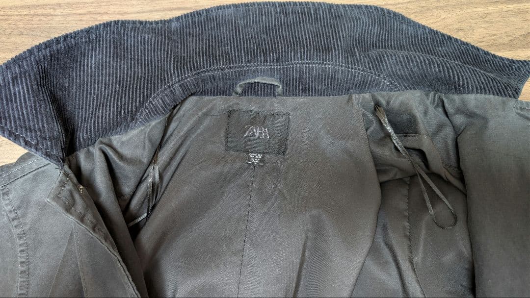 ZARA ワックスフィニッシュコーデュロイカラートレンチコート