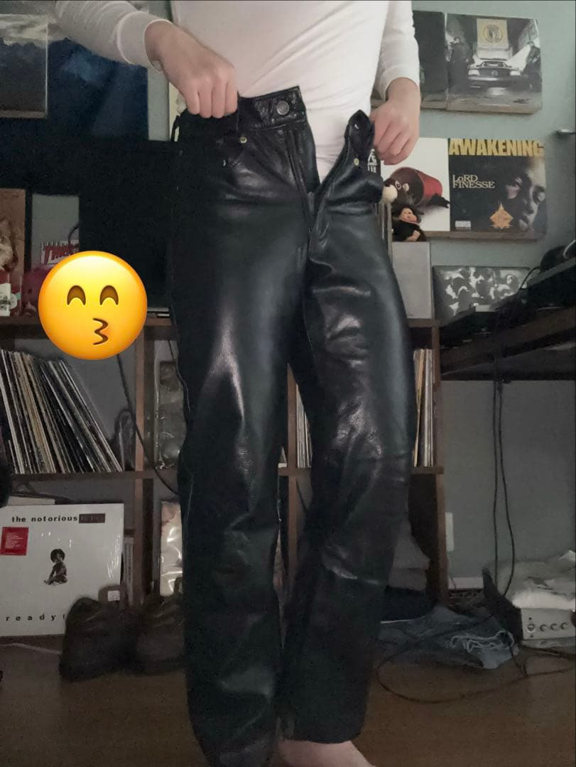 90s Schott レザーパンツ 28 600VS 牛革 USA製 ショット