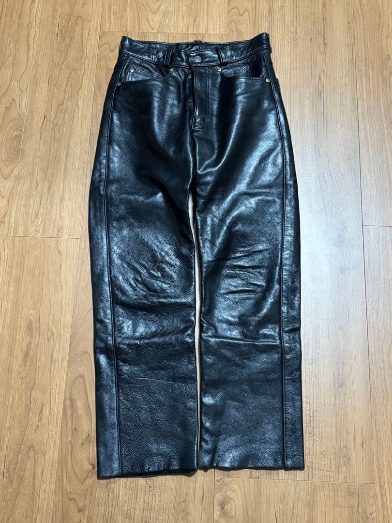 90s Schott レザーパンツ 28 600VS 牛革 USA製 ショット