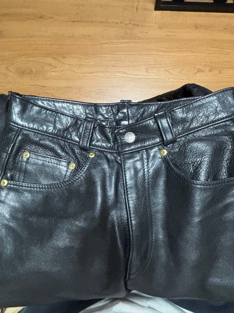 90s Schott レザーパンツ 28 600VS 牛革 USA製 ショット