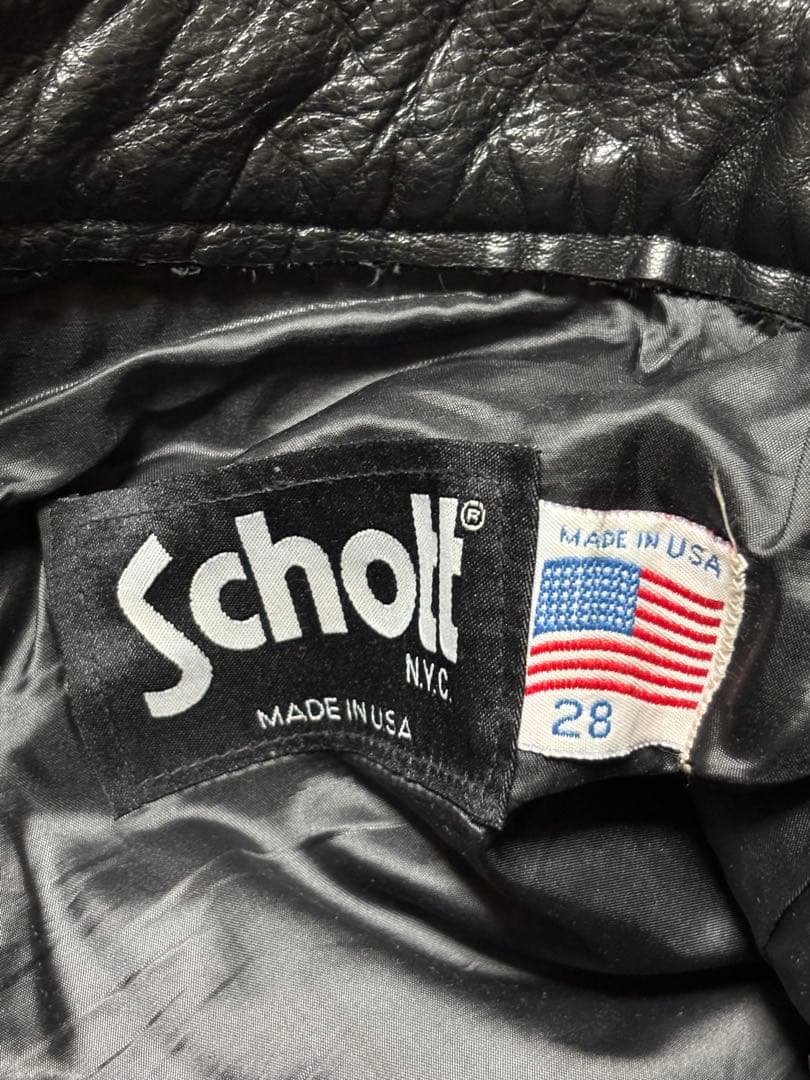 90s Schott レザーパンツ 28 600VS 牛革 USA製 ショット