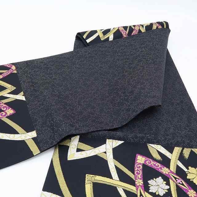 美品 正絹 着物“静寂を友としながら明かりを灯す大きな華”振袖用袋帯R-85