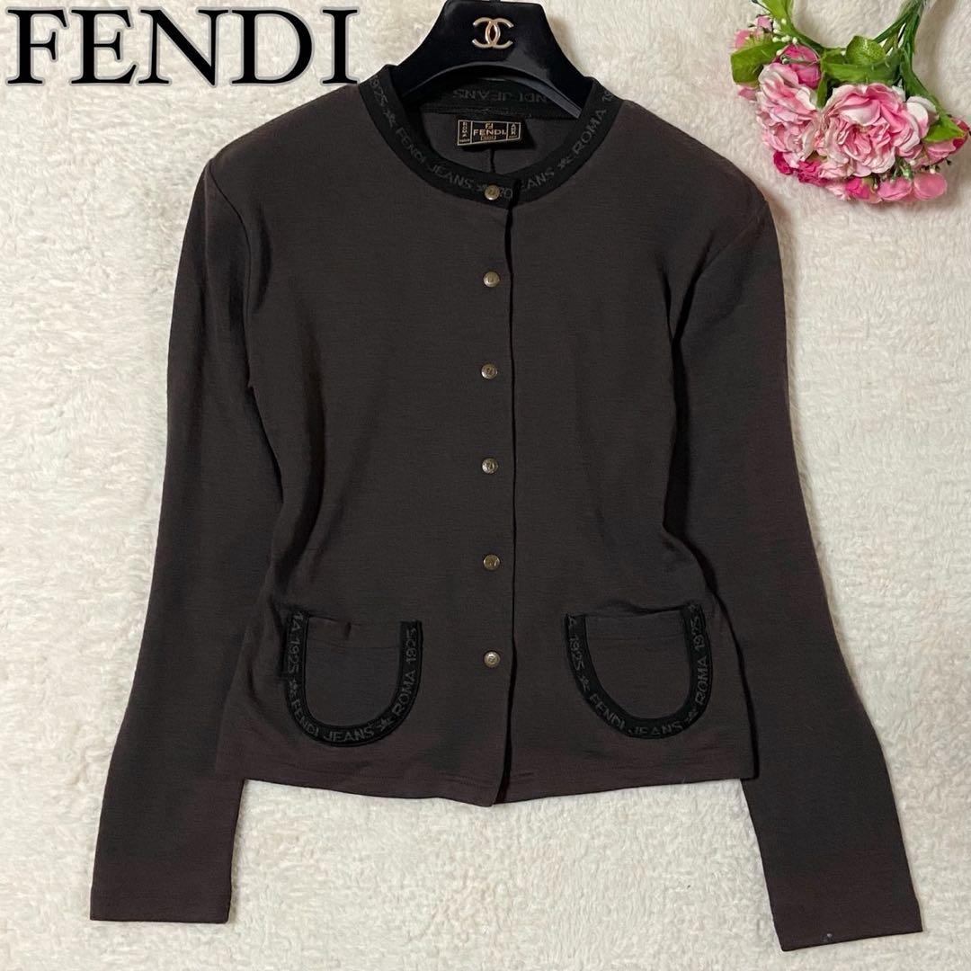 【ココユユ】FENDI 金ボタン FFロゴ カーディガン ダークブラウン