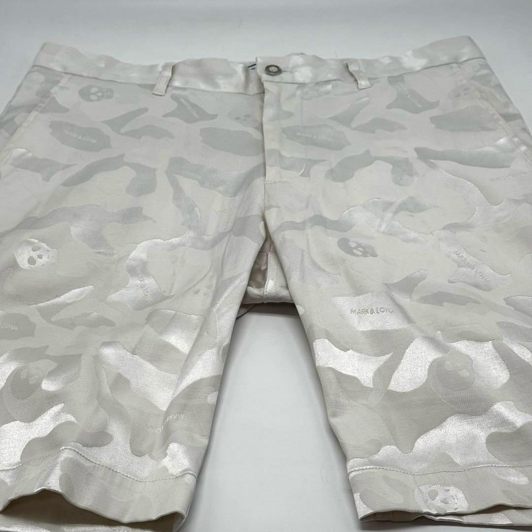 MARK & LONA スカルカモ ゴルフハーフパンツ ホワイト 良美品　L