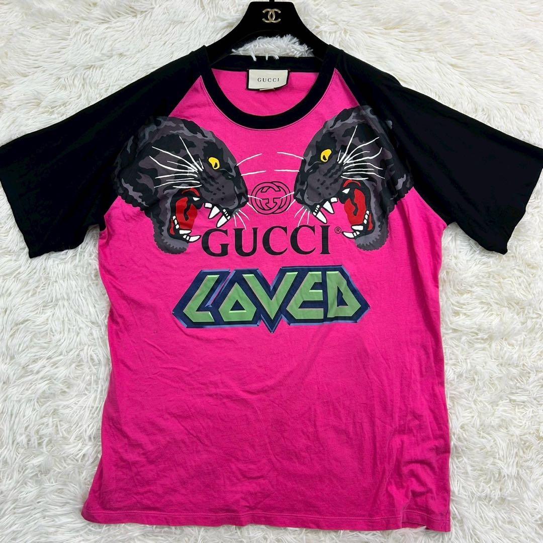 良品　GUCCI Tシャツ LOVED タイガープリント　インターロッキング