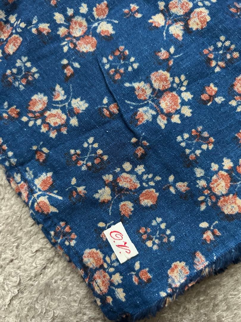 OUTIL 花柄インディゴ染めストール