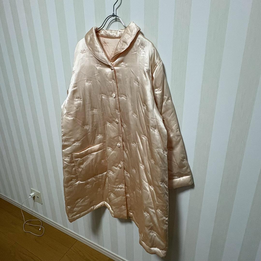 ワコール シルク100% 中わた ガウン ルームウェア L 絹 ピンク 美品