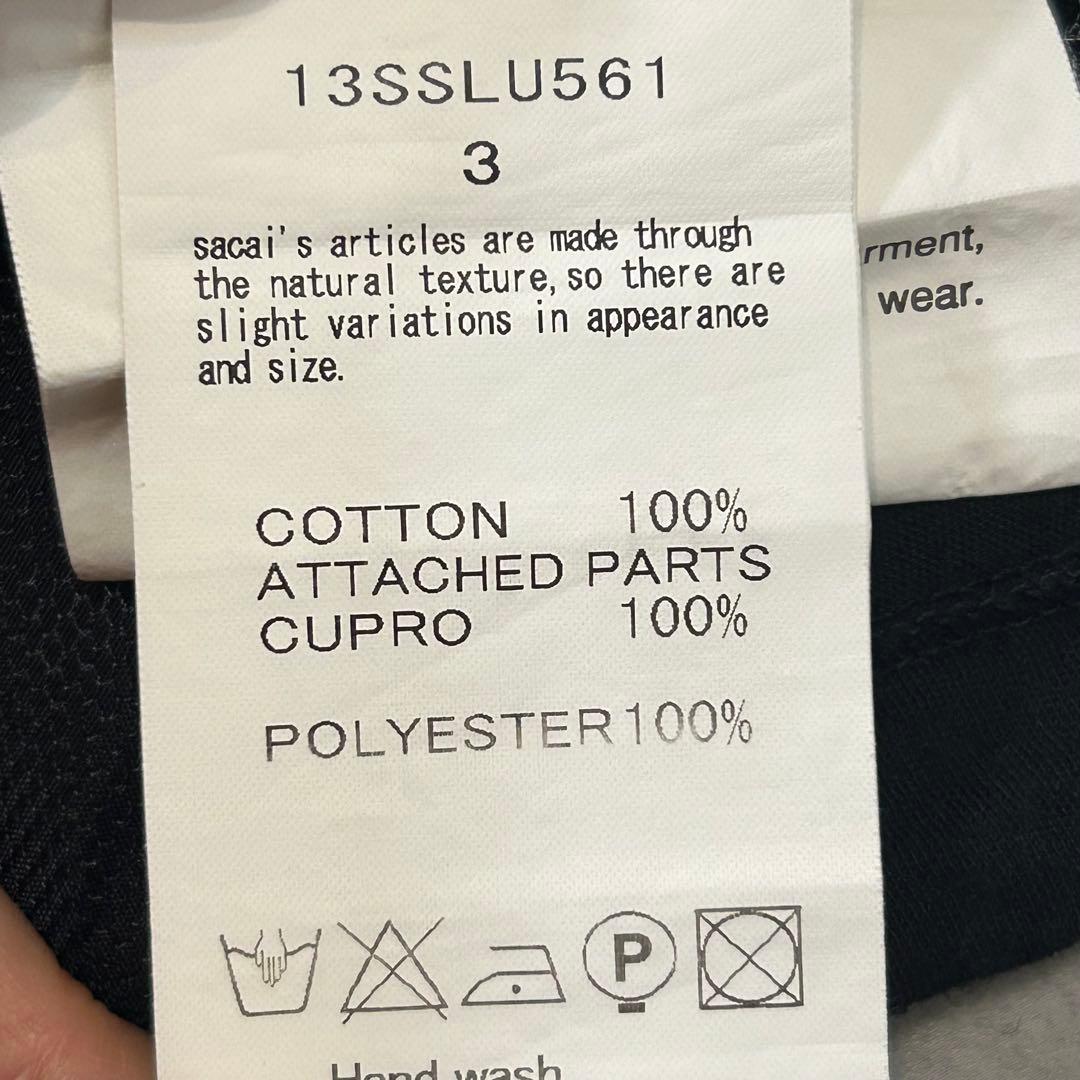 sacai luck 異素材切替トップス ブラック L相当 日本製 きれいめ
