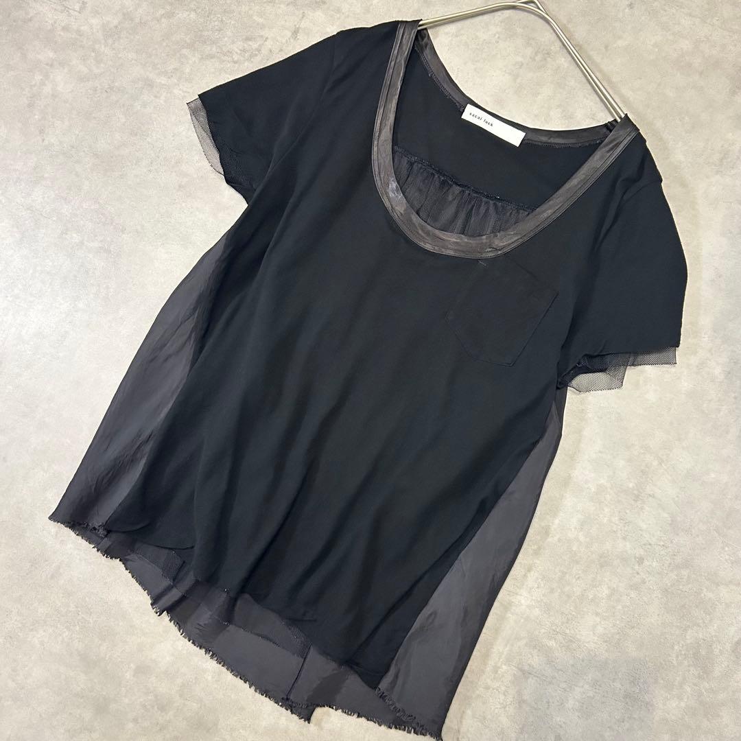 sacai luck 異素材切替トップス ブラック L相当 日本製 きれいめ
