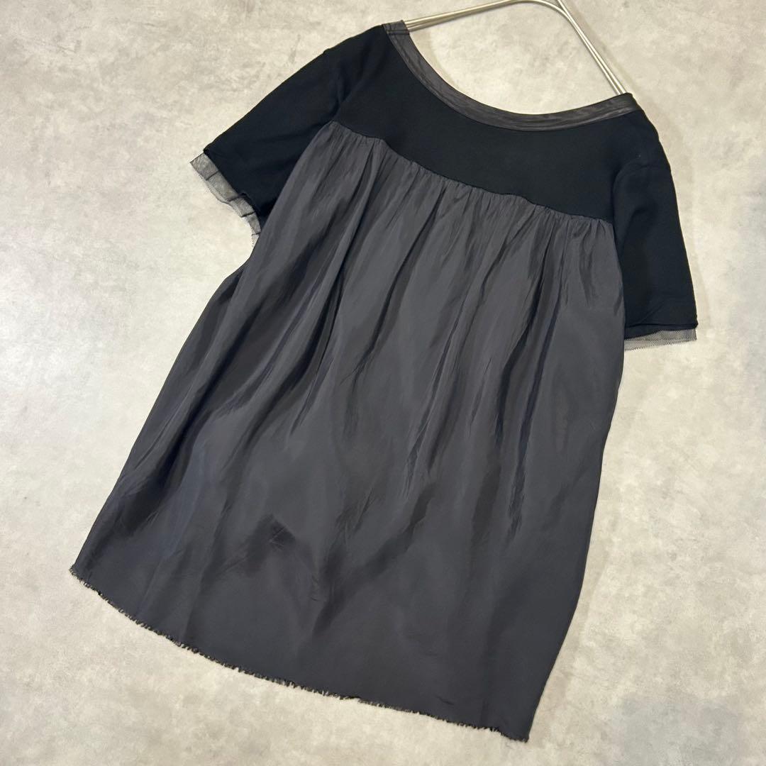 sacai luck 異素材切替トップス ブラック L相当 日本製 きれいめ