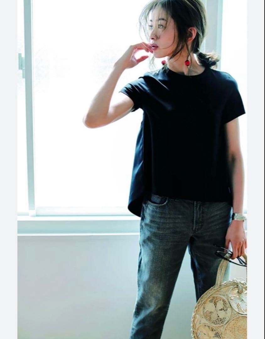 【美品】YOKO CHANペプラム 半袖カットソー 異素材 切替36