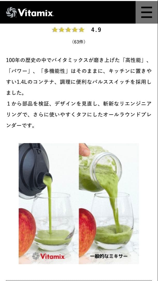 【美品】Vitamix E310 ブラック ブレンダー VM0202 1台8役