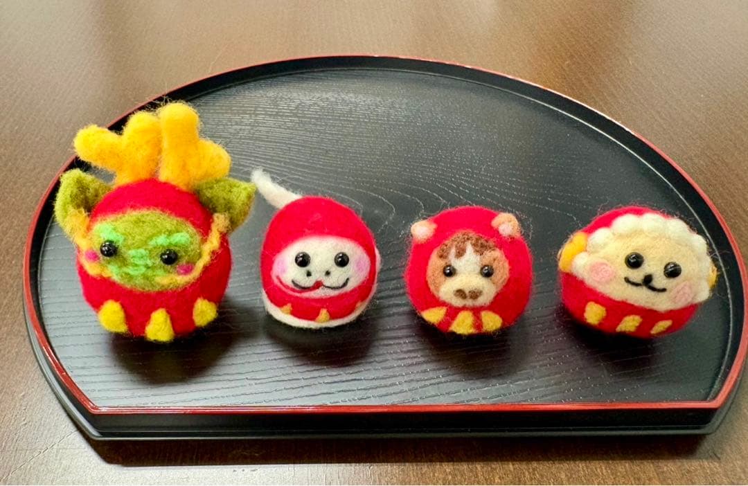 干支ダルマの置物飾り【十二支セット】（羊毛フェルトハンドメイド）