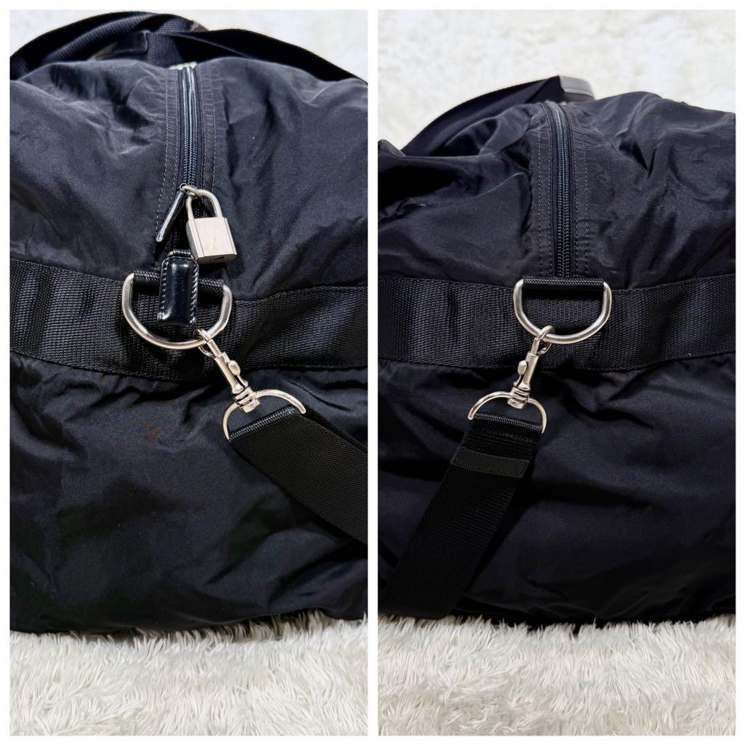 【美品】PRADAプラダ 三角ロゴ 大容量 ボストンバッグ 黒 トラベルバッグ
