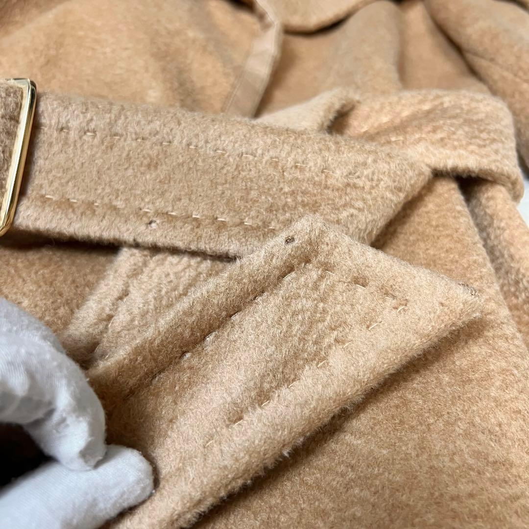 MAX MARA マックスマーラ レザートリム ベルトコート 女優襟 キャメル