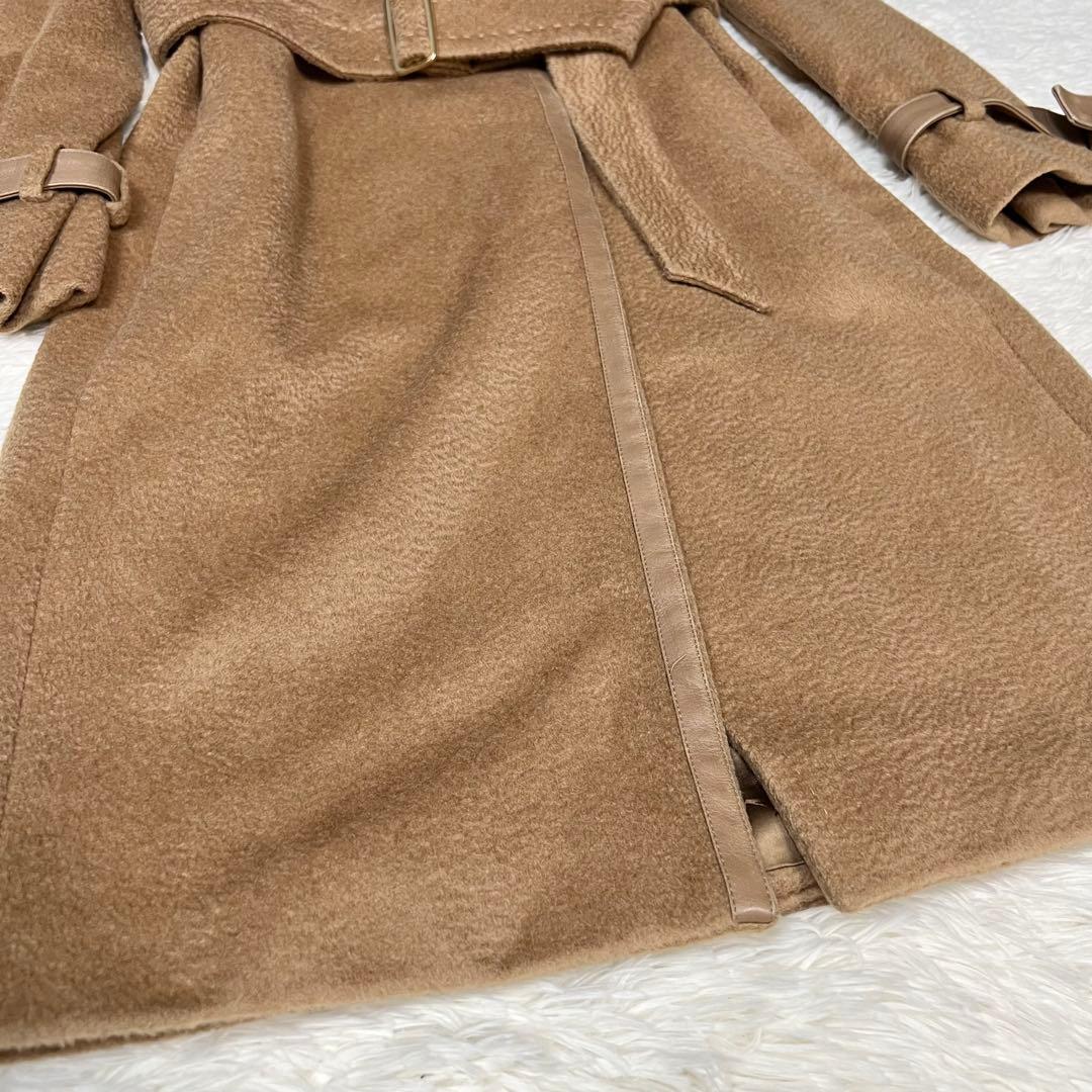 MAX MARA マックスマーラ レザートリム ベルトコート 女優襟 キャメル