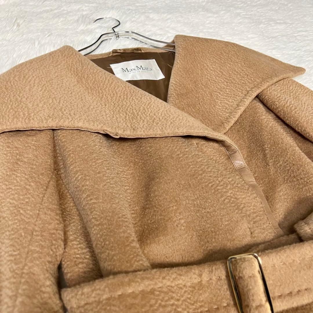 MAX MARA マックスマーラ レザートリム ベルトコート 女優襟 キャメル