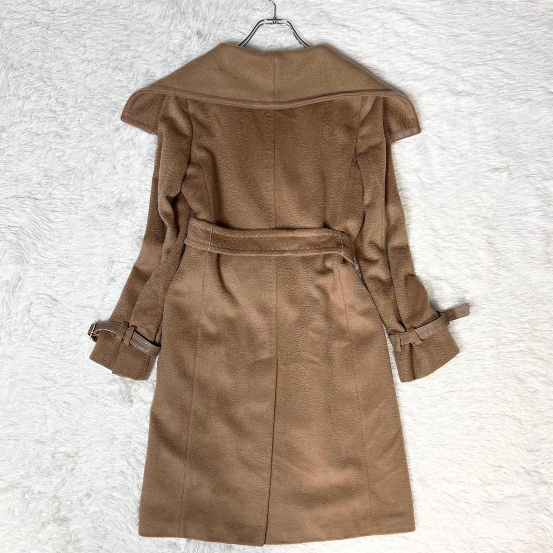 MAX MARA マックスマーラ レザートリム ベルトコート 女優襟 キャメル