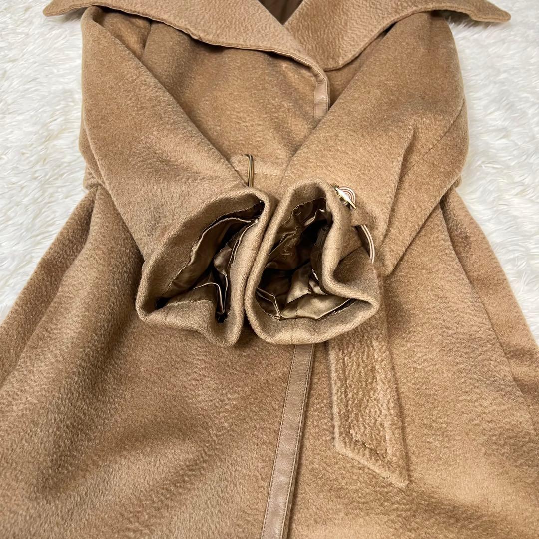 MAX MARA マックスマーラ レザートリム ベルトコート 女優襟 キャメル