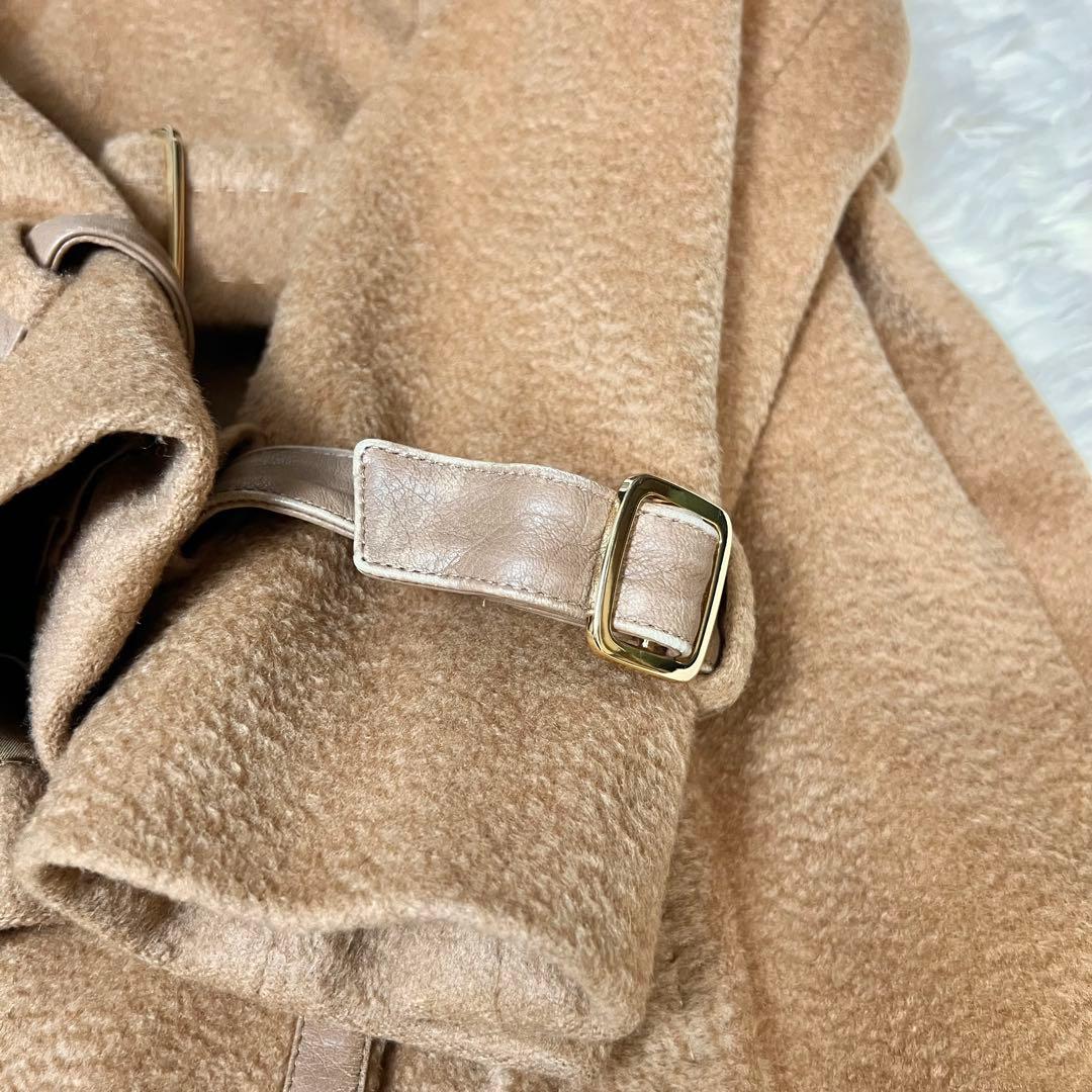 MAX MARA マックスマーラ レザートリム ベルトコート 女優襟 キャメル